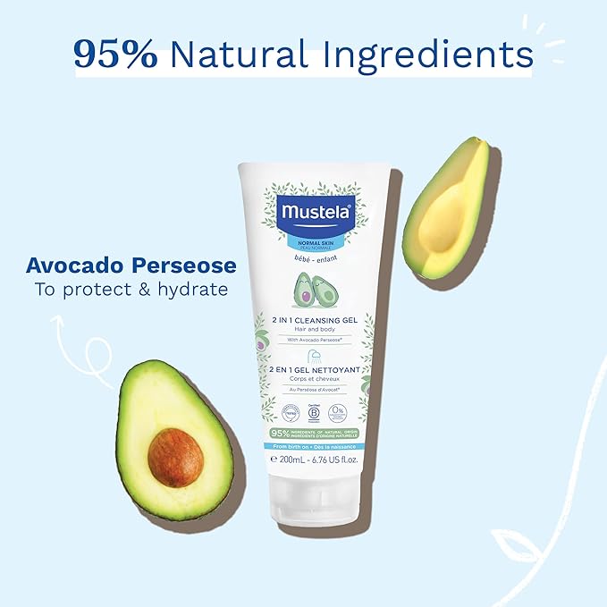 Mustela Baby 2-in-1 Cleansing Gel - Baby Body & Hair Cleanser - FLOCALLY
