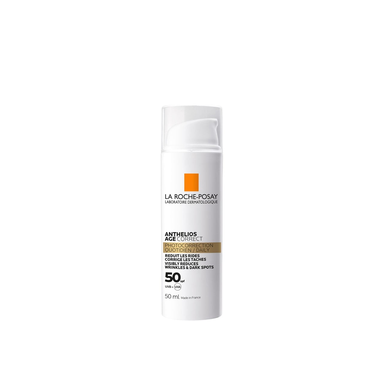 La Roche-Posay sunscreen bottle on a white background