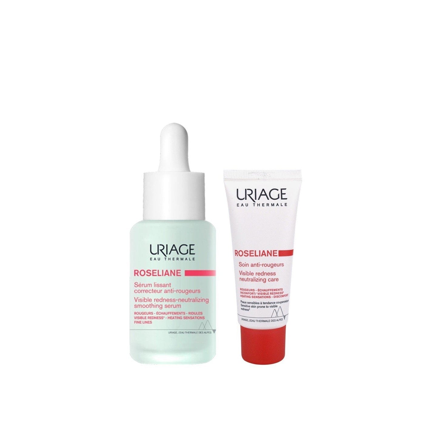 Uriage Roseliane Visible Redness-Neutralizing Smoothing Serum 30ml + Roséliane Anti-Redness Cream 15ml - FLOCALLY