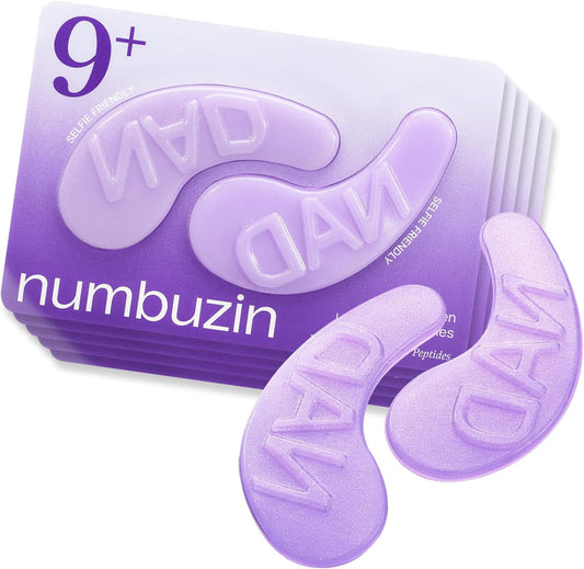 Numbuzin No.9 Eye Patches | Nad+ Collagen Under Eye Patches | Dark Circles, Cooling, Puffy Eyes, Eyebags, Wrinkles | Peptides, Caffeine, Niacinamide | Self Care, Gift | 5 Pairs, 10 Patches - FLOCALLY
