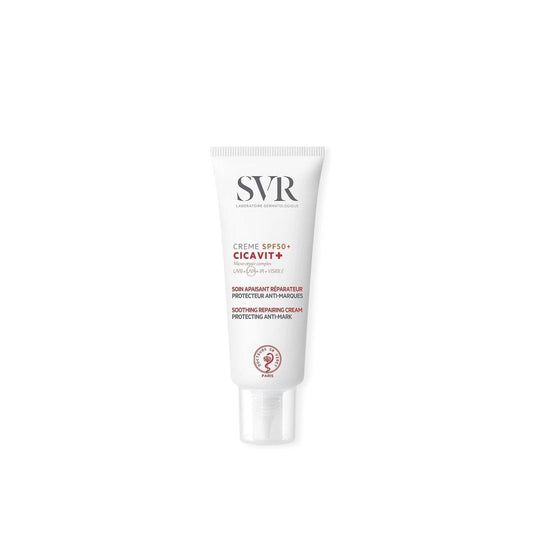 Tube of SVR Cicavit+ cream on a white background