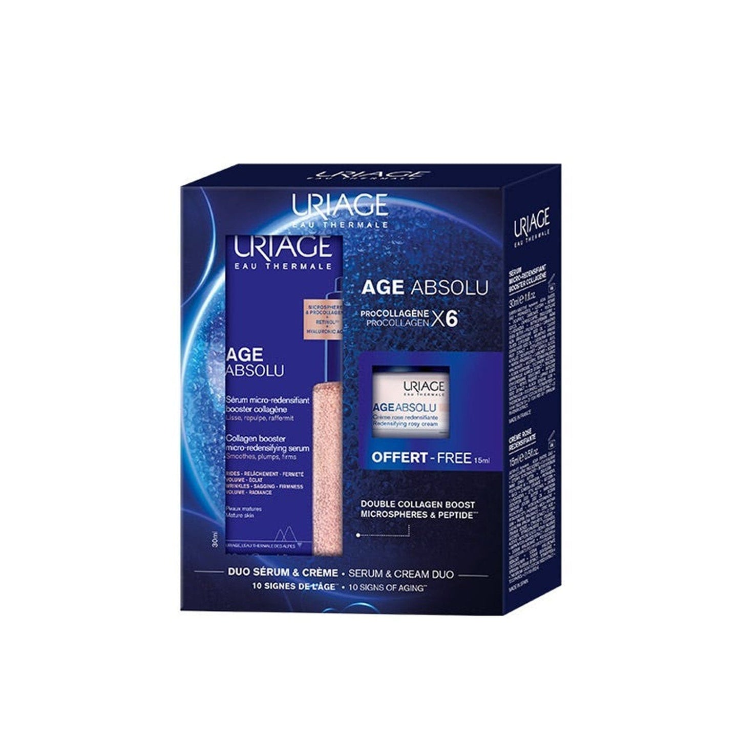 Uriage Age Absolu Collagen Booster Micro-Redensifying Serum 30ml + Redensifying Rosy Cream 15ml - FLOCALLY