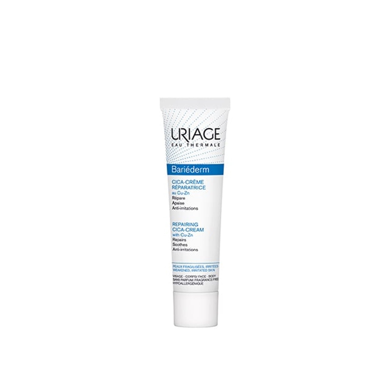 Uriage Bariéderm repair cream tube on a white background