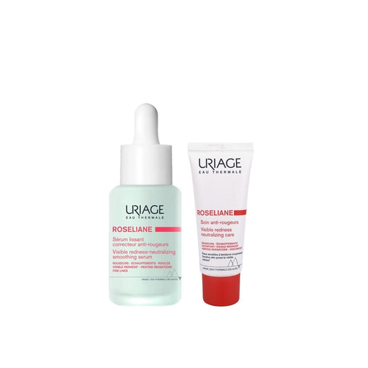 Uriage Roseliane Visible Redness-Neutralizing Smoothing Serum 30ml + Roséliane Anti-Redness Cream 15ml - FLOCALLY