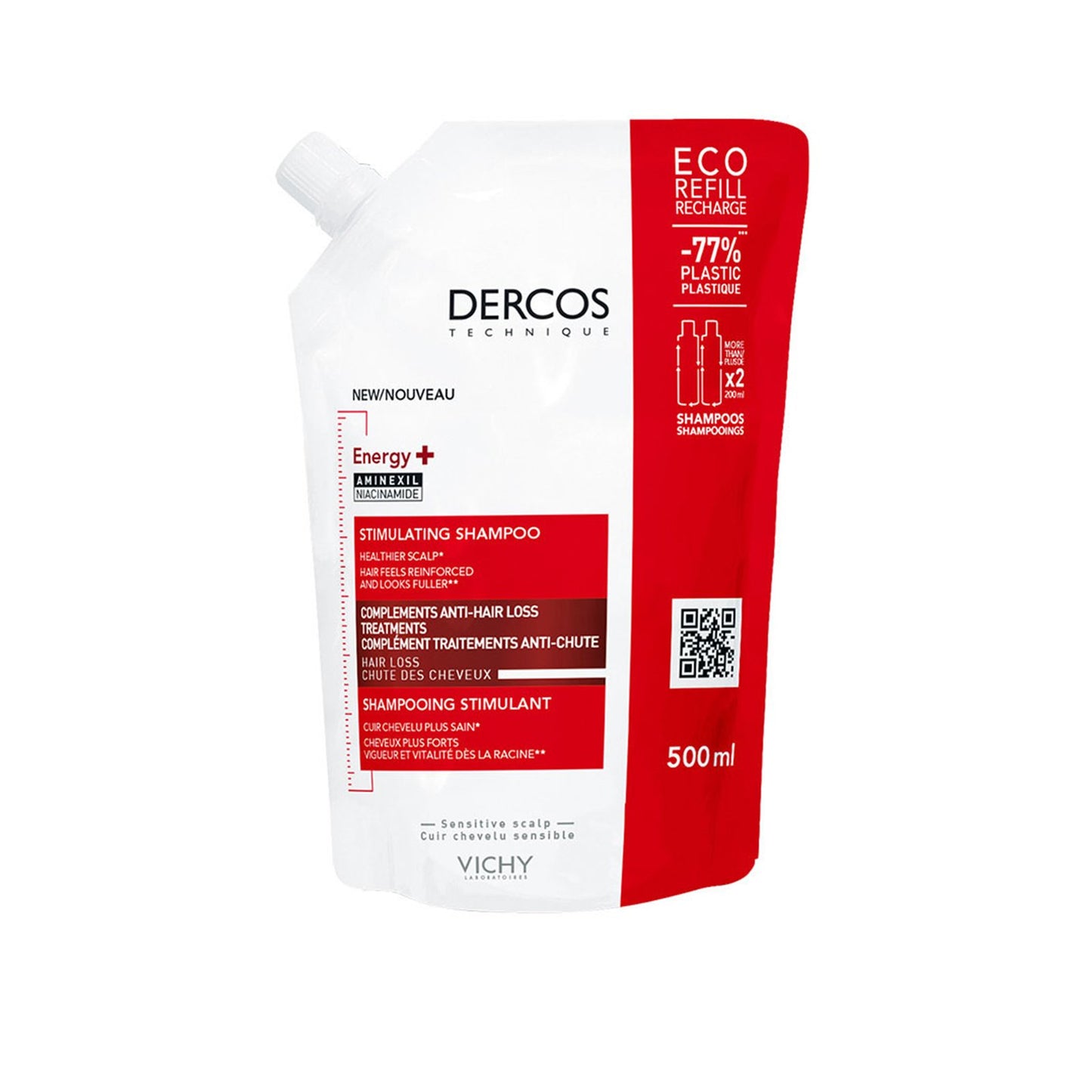 Vichy Dercos Energising Stimulating Shampoo Refill Hair Loss 500ml . - FLOCALLY