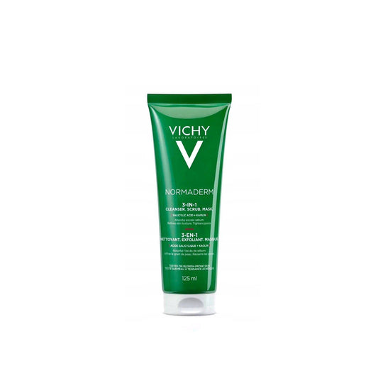 Vichy Normaderm Triactiv 3-In-1 Cleanser Scrub Mask 125ml .
